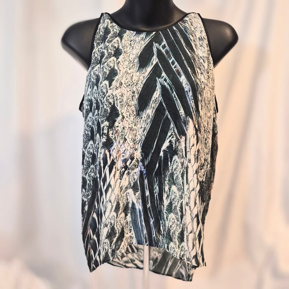 Helmut Lang Polished Slub Jersey Tetra Blue Print Tank Top Size P NWT